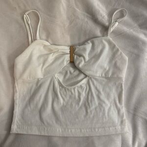 SHEIN White Tank Top with Gold Accent